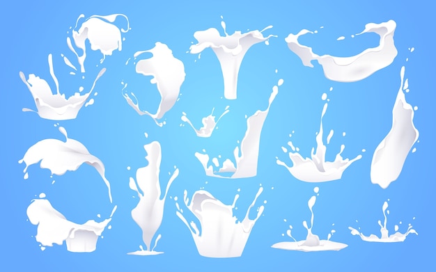 Free vector cartoon milk splashes collection