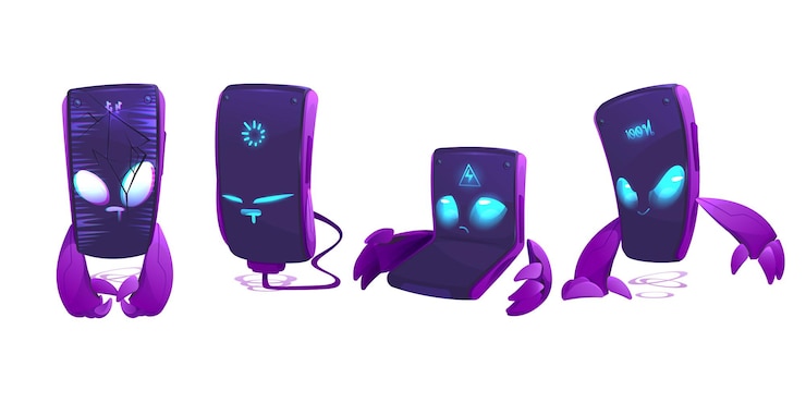 Free Vector cartoon mobile phone characters isolated set.