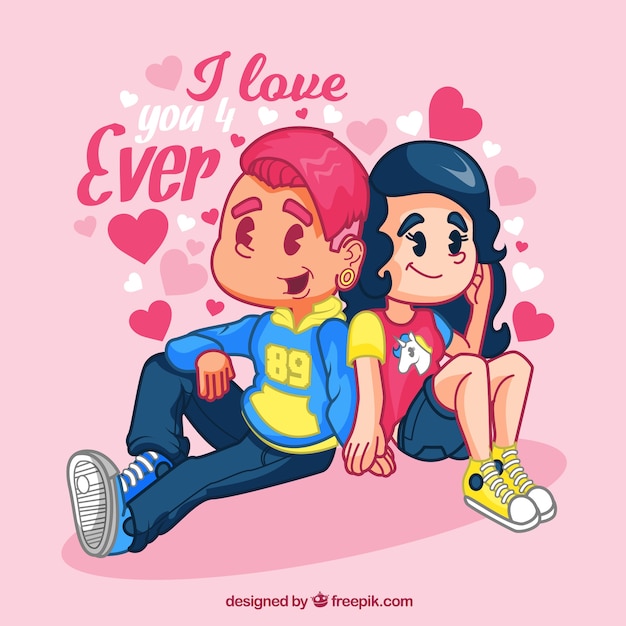 Free vector cartoon modern couple background