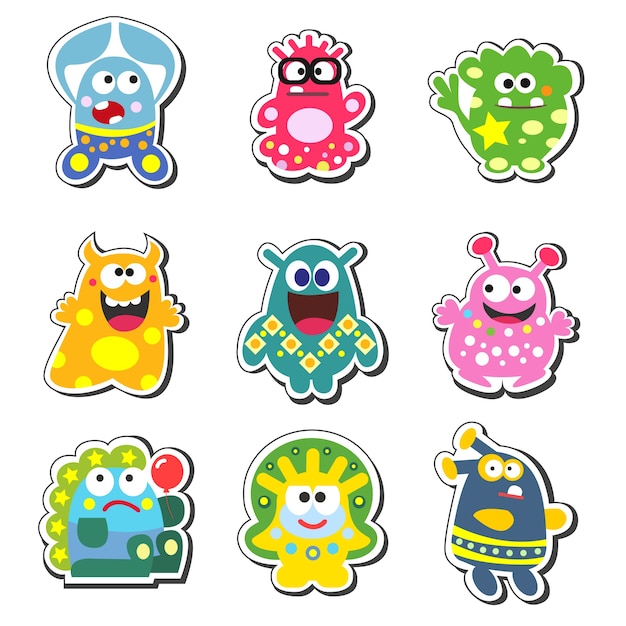 Cartoon monsters set