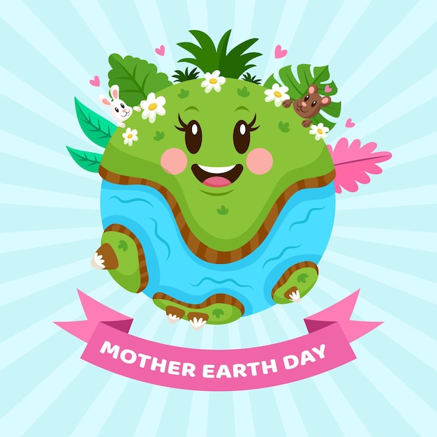 Free vector cartoon mother earth day illustration