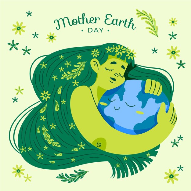 Cartoon mother earth day illustration