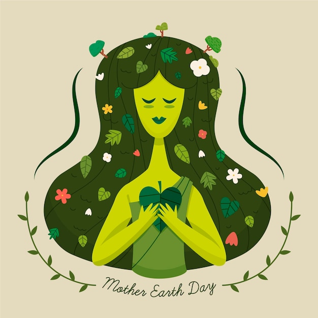 Cartoon mother earth day illustration