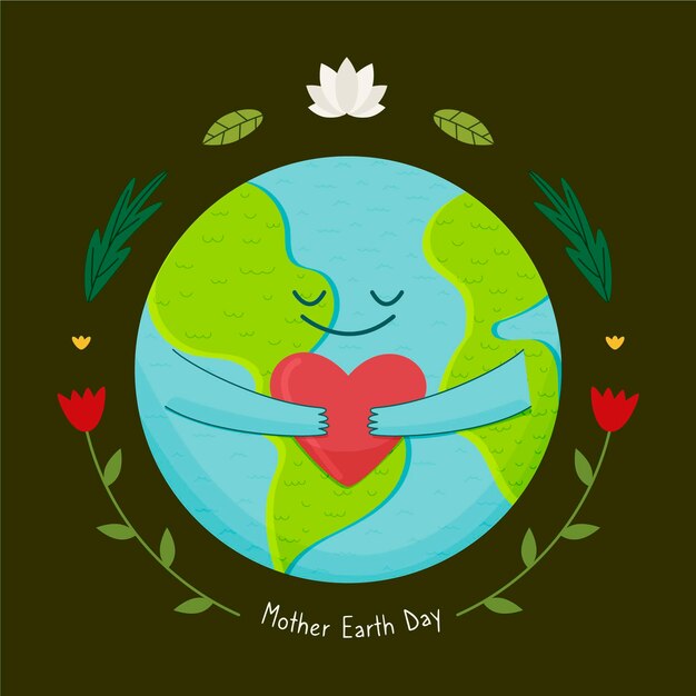 Cartoon mother earth day illustration