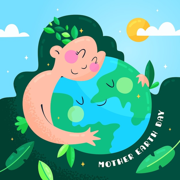 Cartoon mother earth day illustration