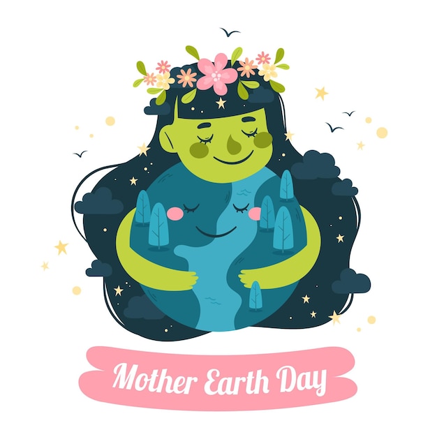 Free vector cartoon mother earth day illustration