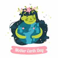 Free vector cartoon mother earth day illustration