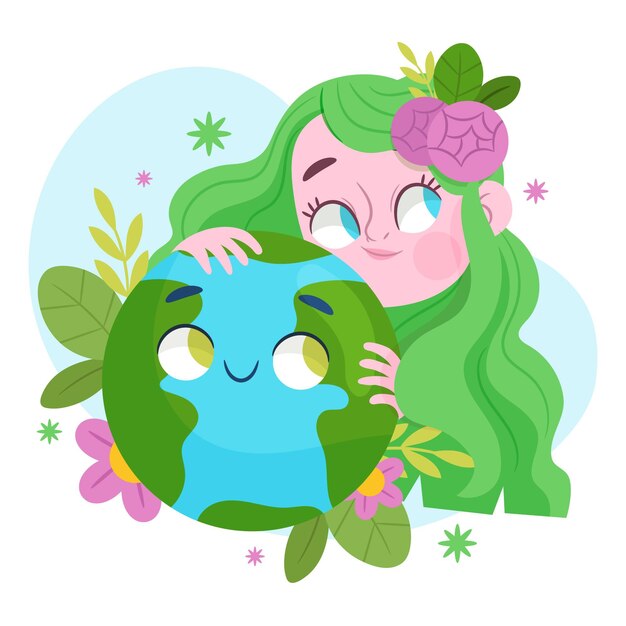 cartoon mother earth day illustration