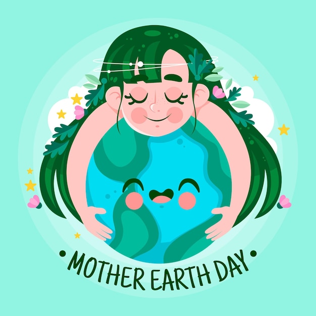 Cartoon mother earth day illustration