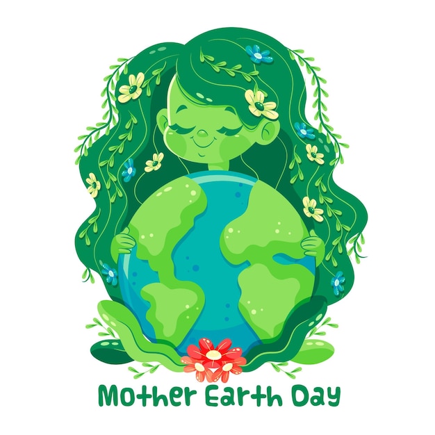 Cartoon mother earth day illustration