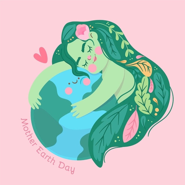 Cartoon mother earth day illustration