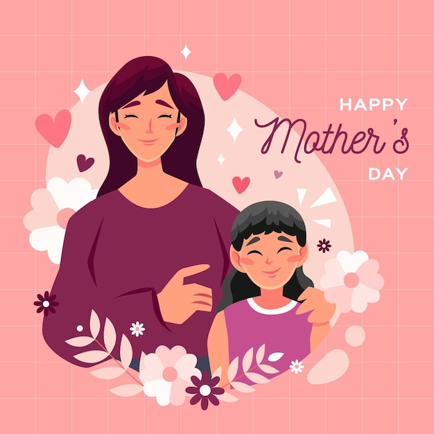 Free vector cartoon mother's day illustration