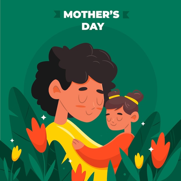 Free vector cartoon mother's day illustration