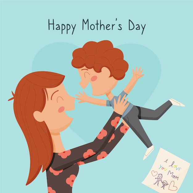 Free vector cartoon mother's day illustration