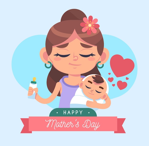 Free vector cartoon mother's day illustration