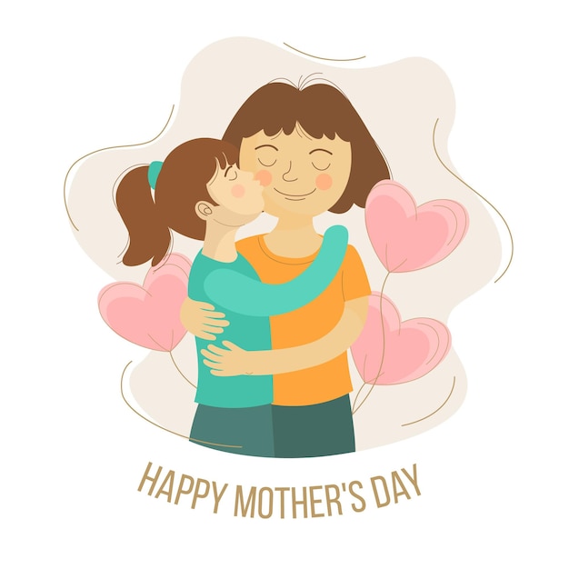 Free vector cartoon mother's day illustration