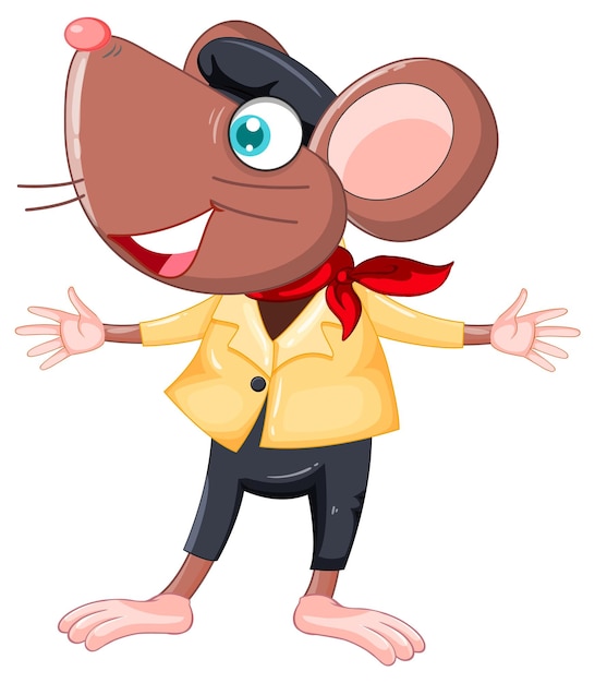 Free vector cartoon mouse wearing clothes