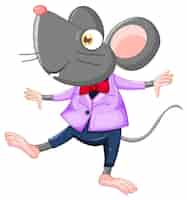 Free vector cartoon mouse wearing clothes