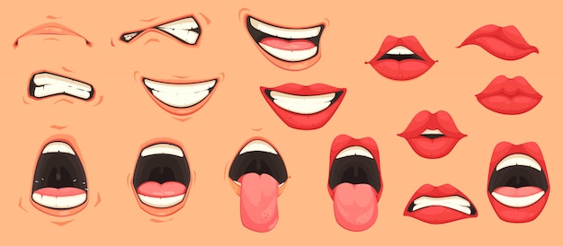 Free Vector cartoon mouth set