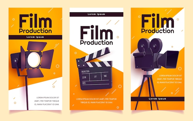 Free vector cartoon movie producing vertical banners