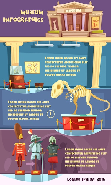 Cartoon museum infographics