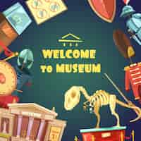 Free vector cartoon museum invitation