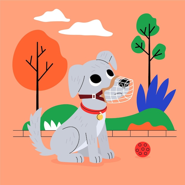 Free vector cartoon muzzled animal in park