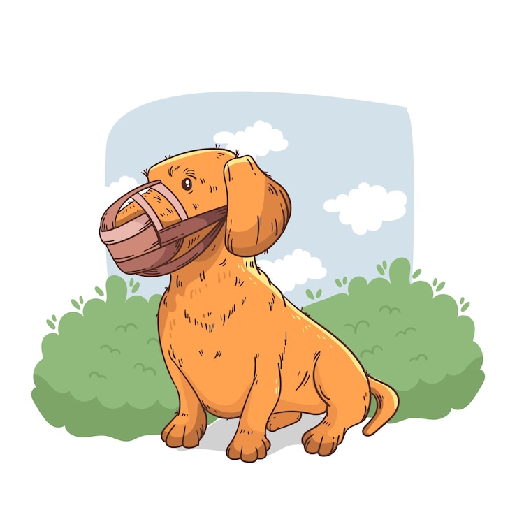 Free Vector cartoon muzzled dog illustrated