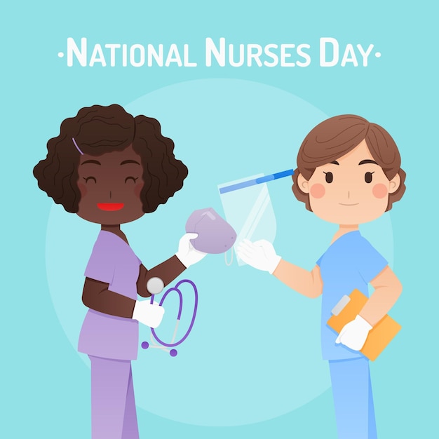 Cartoon national nurses day illustration