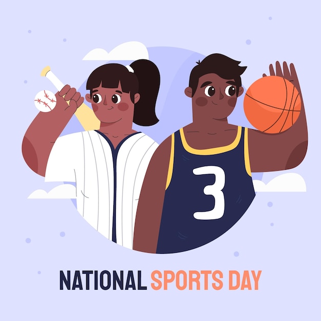 Cartoon national sports day illustration