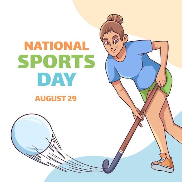 Cartoon national sports day illustration