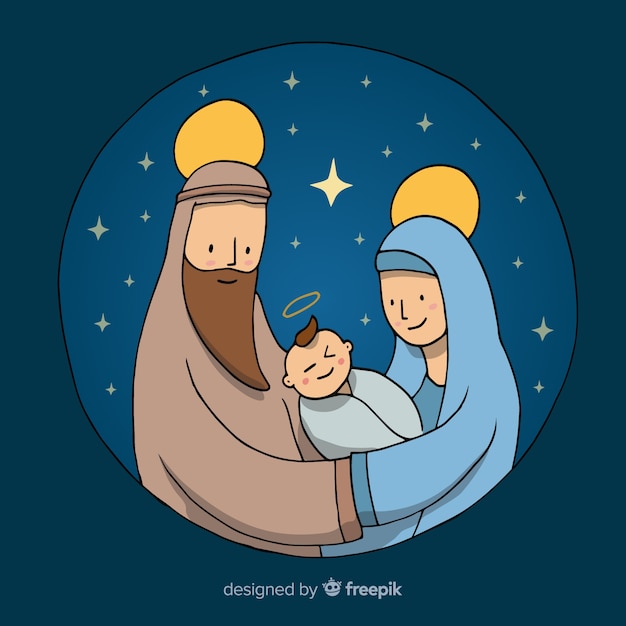 Free vector cartoon nativity illustration