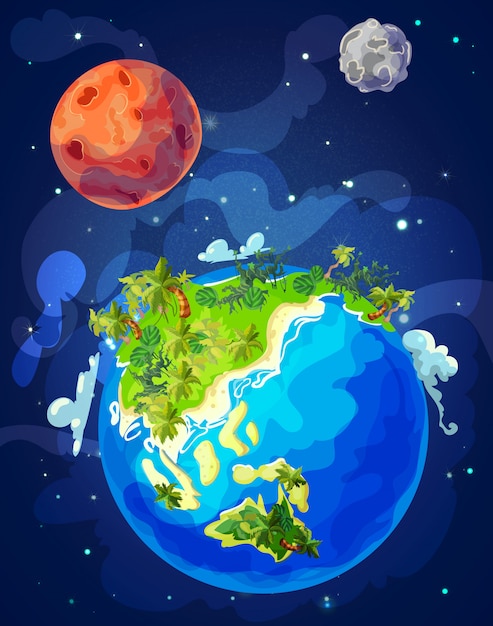 Free vector cartoon natural earth globe template