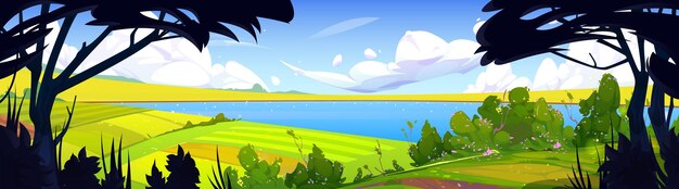 漫画自然風景夏の森の背景