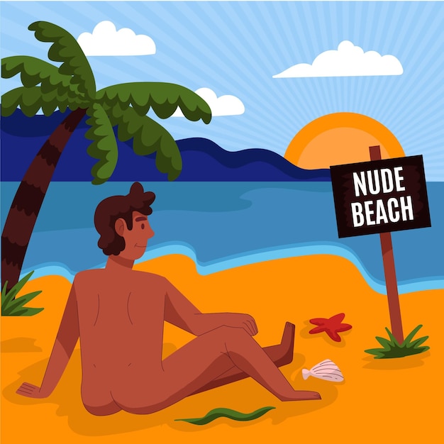 cartoon naturism concept illustrated