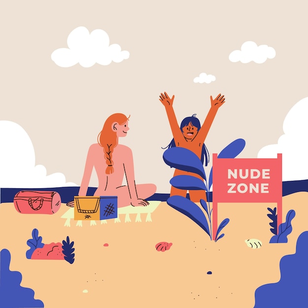 Free vector cartoon naturism concept illustrated