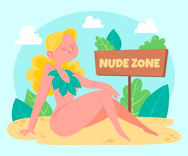 cartoon naturism concept illustration