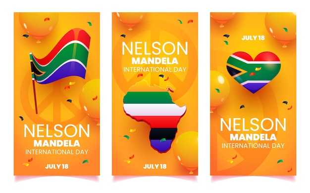 Free vector cartoon nelson mandela international day banners set