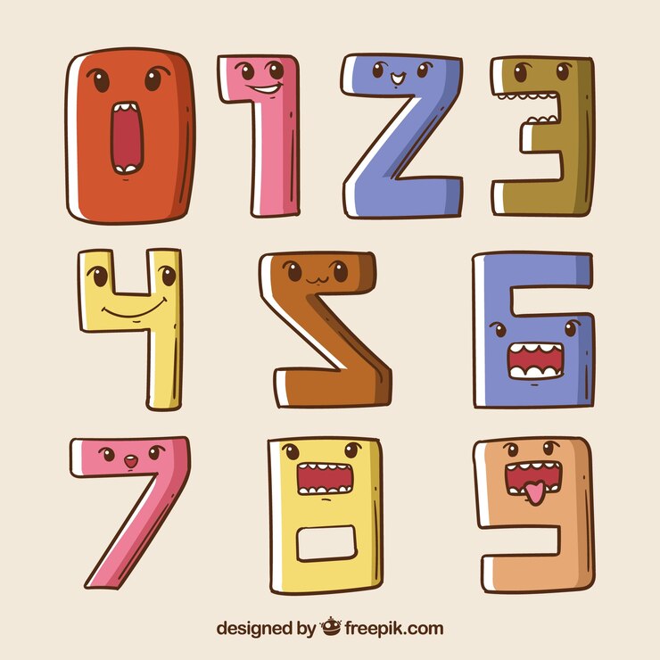 Free Vector cartoon number collection with characters
