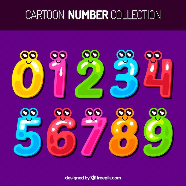Cartoon number collection with characters