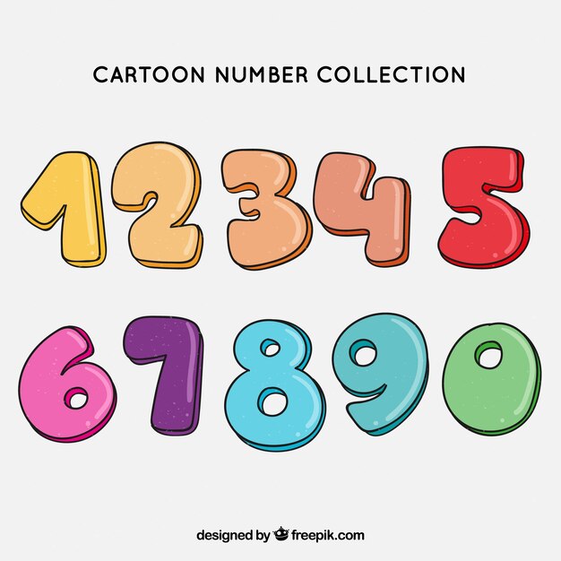 Cartoon number collection with colorful style