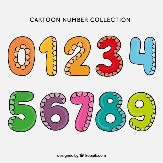 Cartoon number collection with colorful style