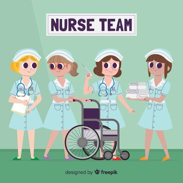 Free vector cartoon nurse team background