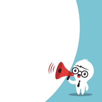 Cartoon of a business person with a megaphone