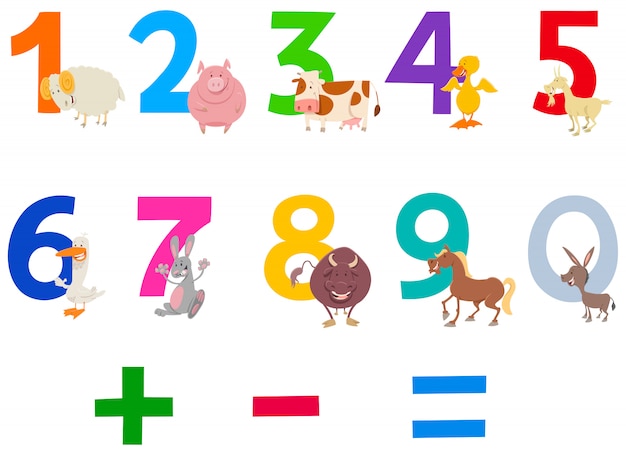 Мультфильм чисел с фермы животных