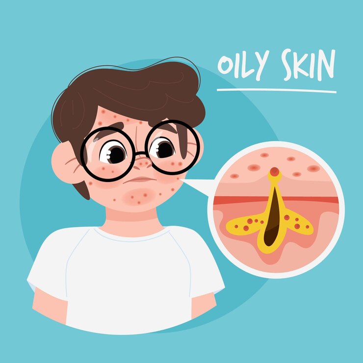 Free Vector cartoon oily skin illustration with man