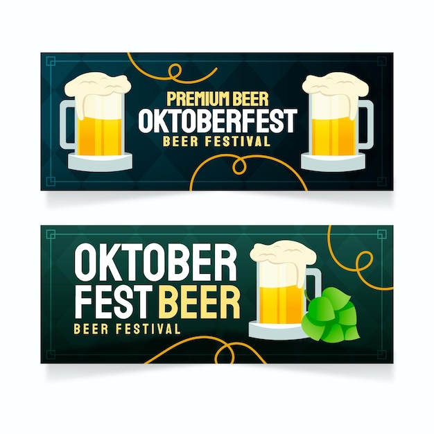 Vettore gratuito set di banner oktoberfest dei cartoni animati