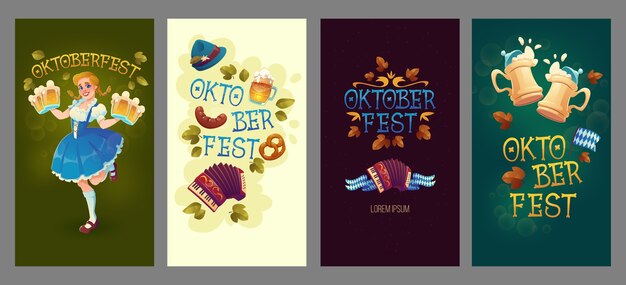 Cartoon oktoberfest instagram stories collection