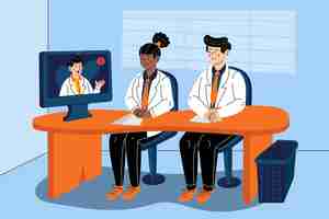 Free vector cartoon online medical conference illustrated