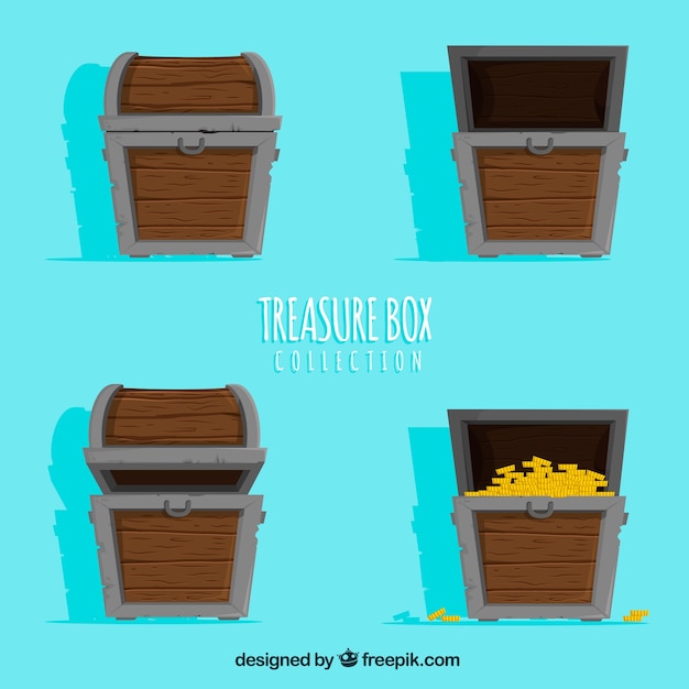 Cartoon opened and closed treasure box collection